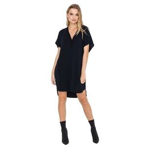 ASTR - V Neck Shift Tunic Black & Navy Shirt Mini Dress Sz M
